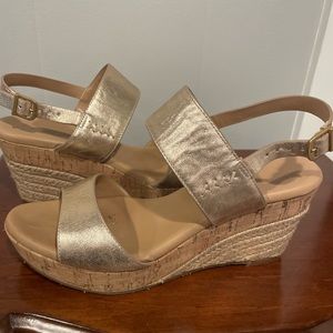 UGG soft gold summer wedges